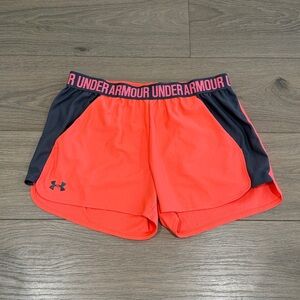 UNDER ARMOUR Coral Grey Play Up Loose Fit HeatGear Running Gym Shorts Size Large